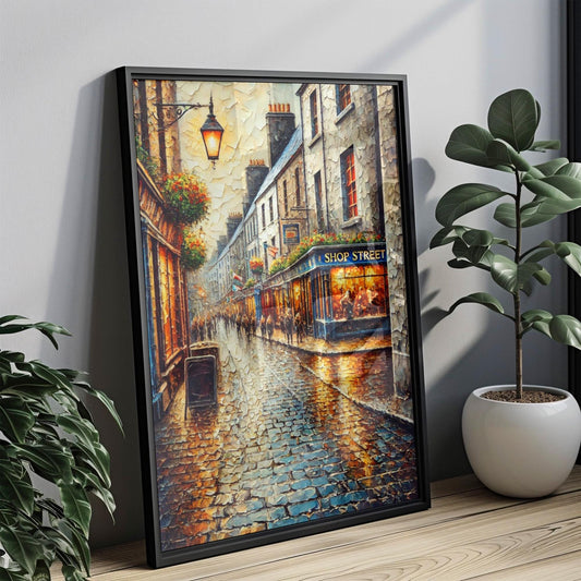 Ireland Wall Art Shop Street Print - Galway Travel Poster, Ireland Gift, Housewarming & Home Decor Artwork