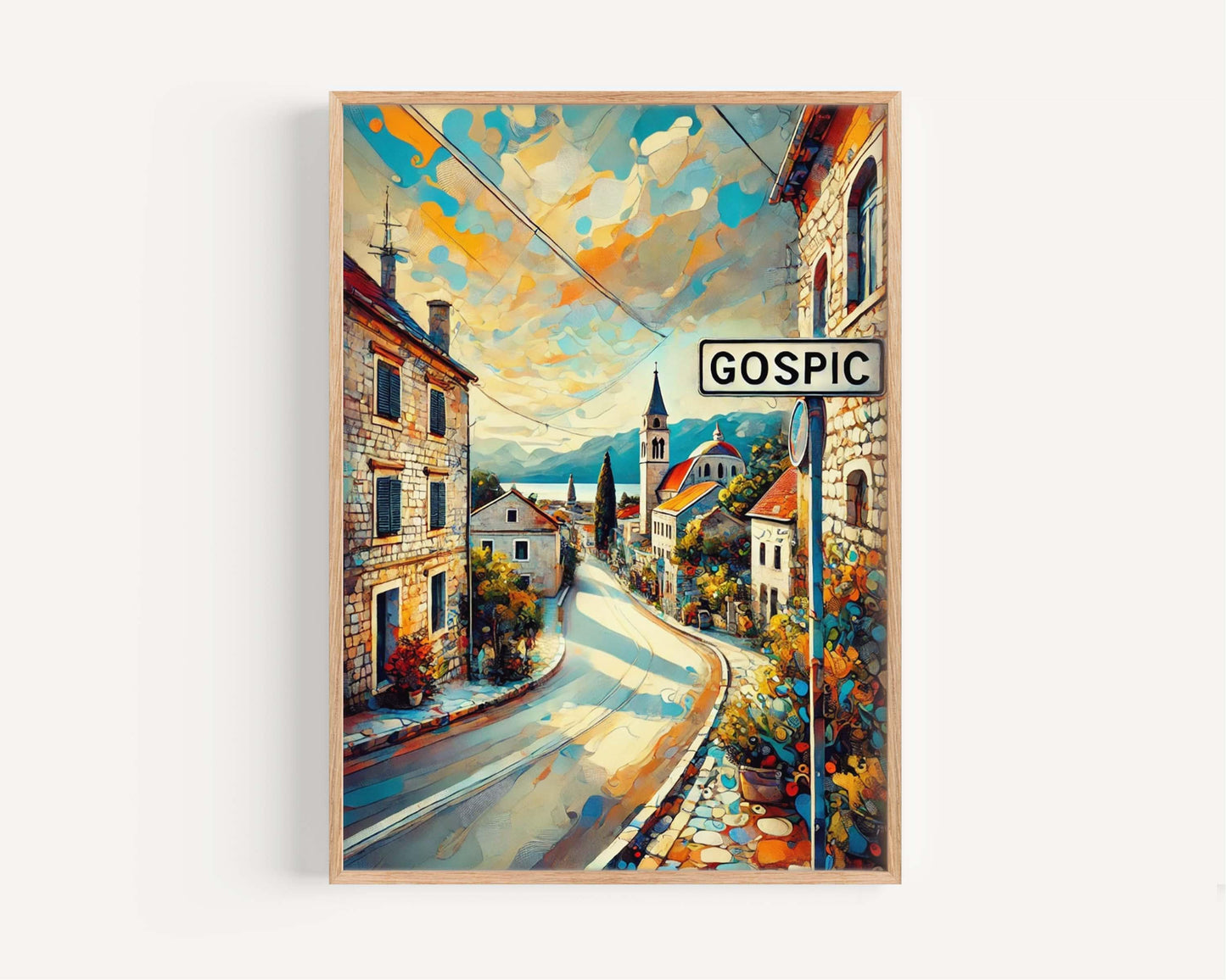 Gospić Art Travel Print – Croatian City Wall Art, Europe Poster, Housewarming Gift, Unique Croatia Artwork, Gospić Decor