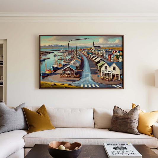 Keflavík Art Iceland Wall Print - Scandinavian Travel Poster, European City Gift, Housewarming Decor, Modern Nordic Home Accent