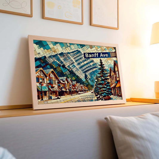 Canada Art Banff Avenue Wall Art Print, Travel Poster Canada Gift, Winter Artwork, Housewarming Decor, Scenic Banff Ave Travel Print