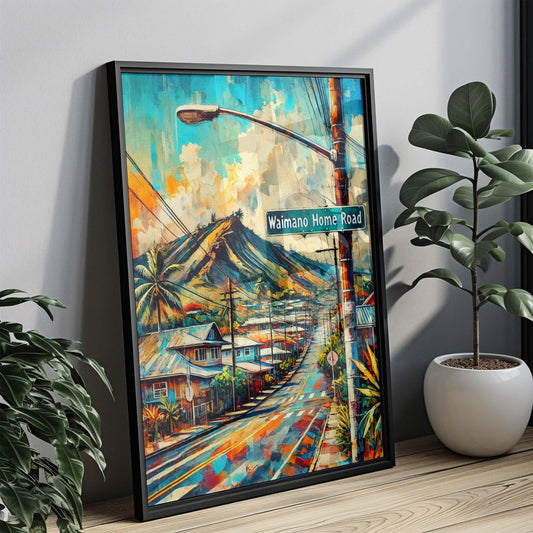 Waimano Home Road Wall Art - Oahu Travel Print & Hawaii Poster, Honolulu Gift, Housewarming Decor, Tropical Home Artwork
