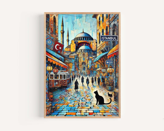 Istanbul Art Print - Vintage Travel Poster Wall Art, Turkey Gift, European Home Decor, Istanbul Cityscape, Housewarming Present