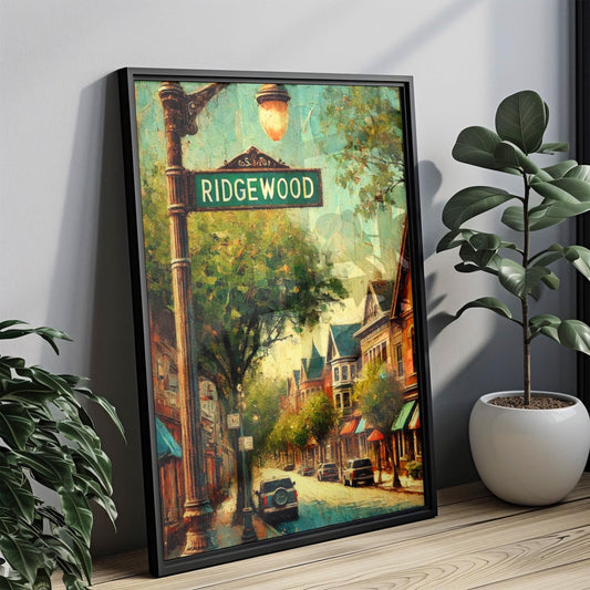 New Jersey Ridgewood Wall Art Print - Travel Poster, American Art Gift, Housewarming Decor, USA Scenic Map, New Jersey Gift Idea