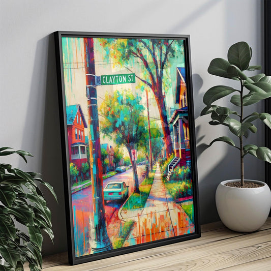 Street Print Clayton St Wall Art - Denver Travel Poster, Colorado Gift, Housewarming Decor, Urban Cityscape, Modern Travel Print