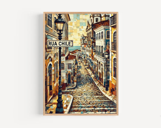 Rua Chile Art Print: Salvador Brazil Travel Poster, Coastal Home Decor