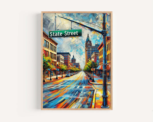 State St Print Erie Wall Art, Pennsylvania Travel Poster, Housewarming Gift, Erie Art Pennsylvania Decor, State Street Travel Print