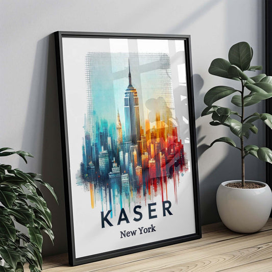 Kaser Print New York Wall Art, Travel Decor, Rockland County Gift, College Dorm Room, Housewarming & NYC Cityscape Poster