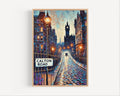 Calton Road Oil Painting Art Print: Edinburgh Scotland Street Sign Travel Poster