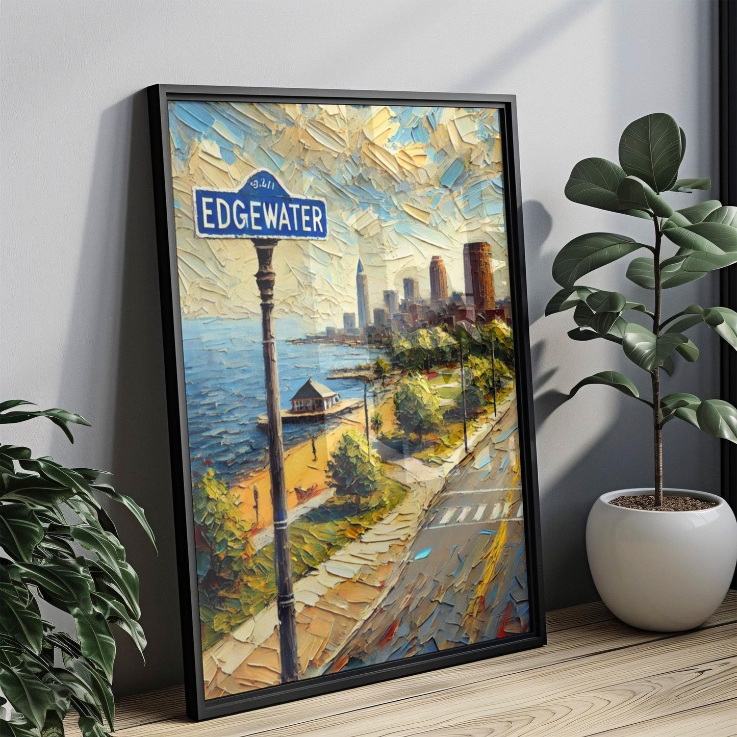 Cleveland Edgewater Wall Art Print - Ohio Travel Poster, Housewarming Gift, American Decor, Cleveland Gift, Landscape Artwork
