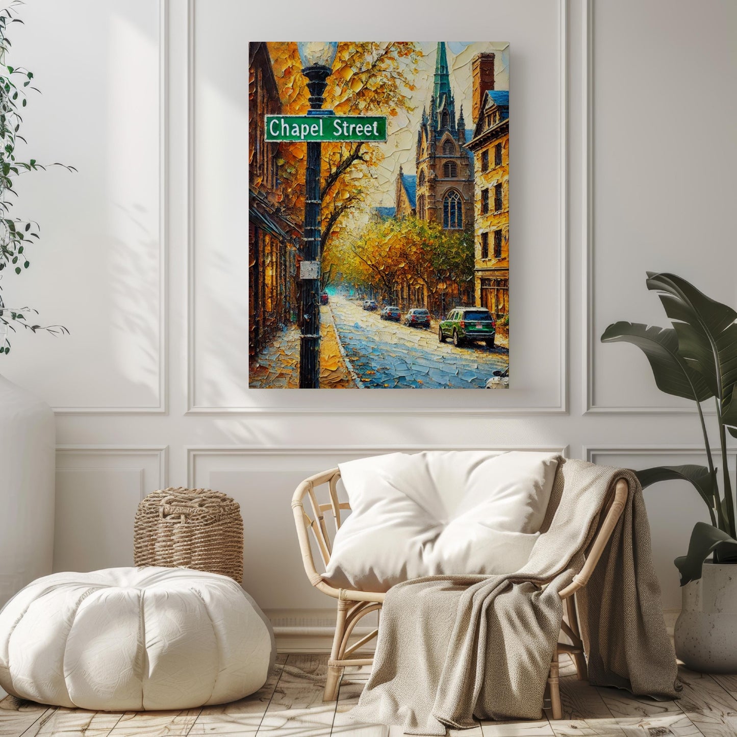 Chapel Street New Haven Art Print, Connecticut Travel Poster