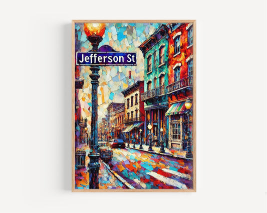 Nashville Jefferson St Wall Art - Vintage Travel Poster, Tennessee Print, Nashville Gift & Housewarming Decor