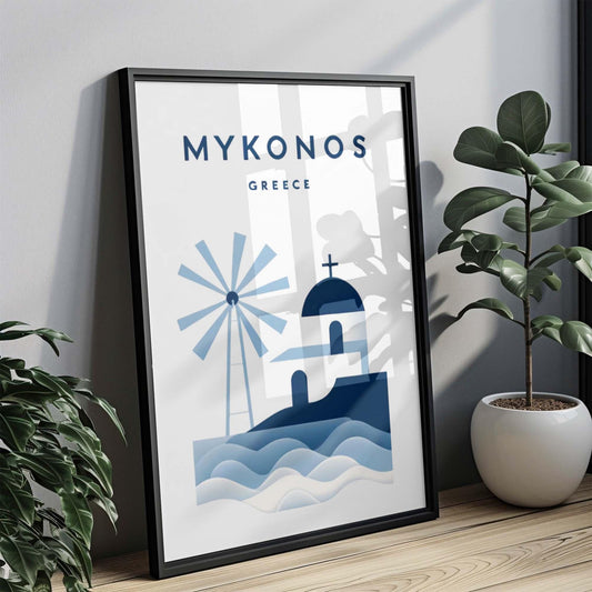 Mykonos Print - Greece Wall Art, Travel Poster, Mykonos Greece Home Decor, Housewarming & College Gift, Mediterranean Coastal Print