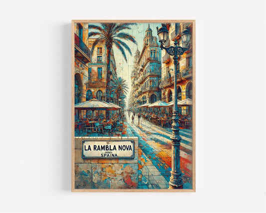 La Rambla Wall Art, Barcelona Print, Spain Art, Travel Poster, Cityscape Decor, Vibrant Street Scene, Personalized Gift, Home Decor Art