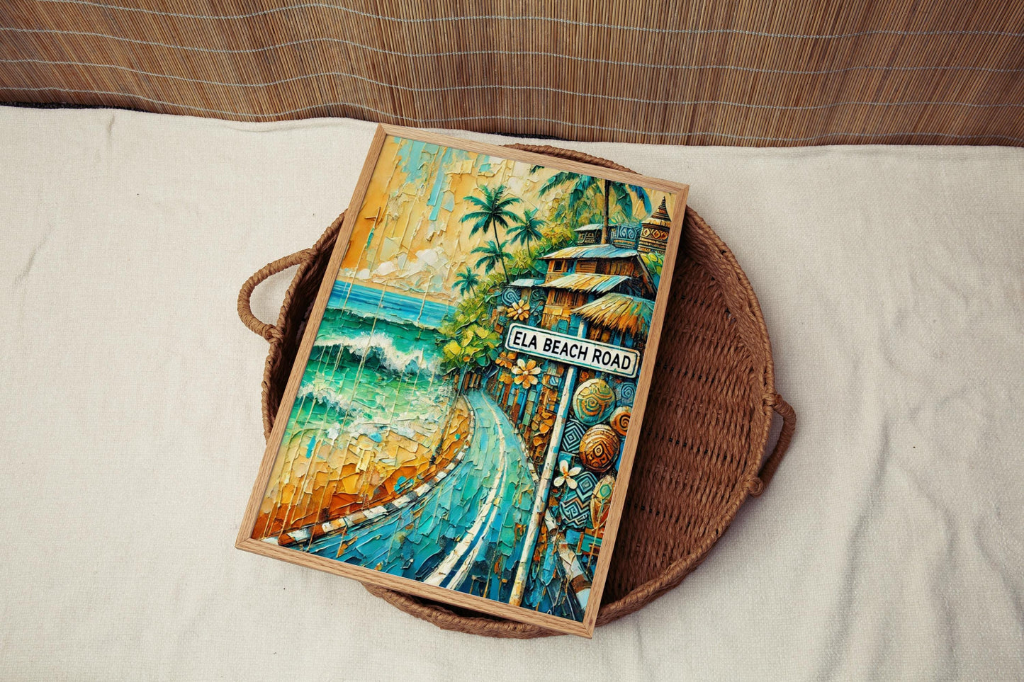 Port Moresby Ela Beach Road Wall Art, Papua New Guinea Travel Poster, Beach Scene Street Sign Decor, Tropical Oceanfront Home Gift
