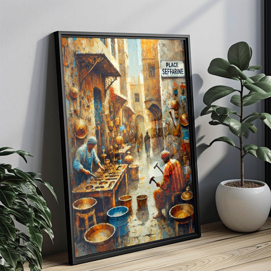 Place Seffarine Wall Art, Fez Morocco Print, Street Scene Artwork, Travel Souvenir, Moroccan Art, Vibrant Medina Decor, Handmade Gift