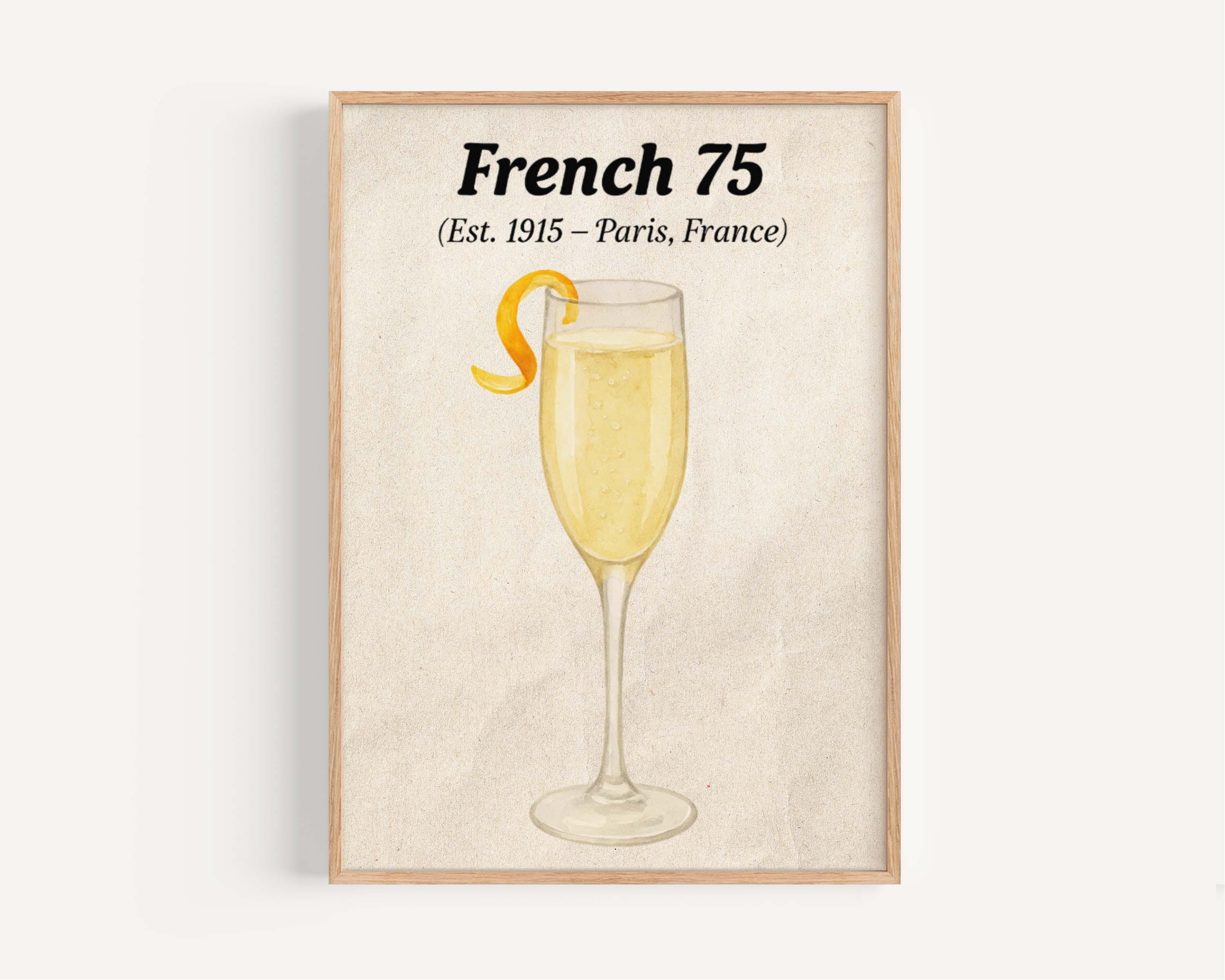 French 75 Cocktail Wall Art