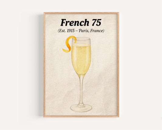 French 75 Cocktail Artwork