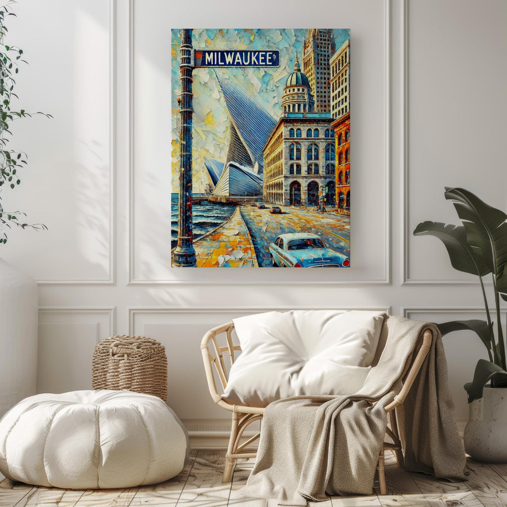 Wisconsin Milwaukee Wall Art Print - Travel Poster, Wisconsin Gift & USA Souvenir for Home Decor, Housewarming Idea