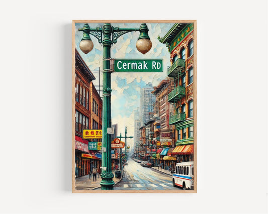 Cermak Road Wall Art, Chicago Print, Illinois Art, Cityscape Travel Poster, Home Decor, Gift for Travelers, Framed or Unframed, Souvenir