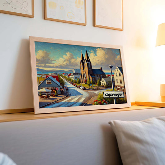 Kopavogur Art Iceland Wall Print - Travel Poster & City Gift, European Home Decor, Housewarming Present, Scandinavian Style