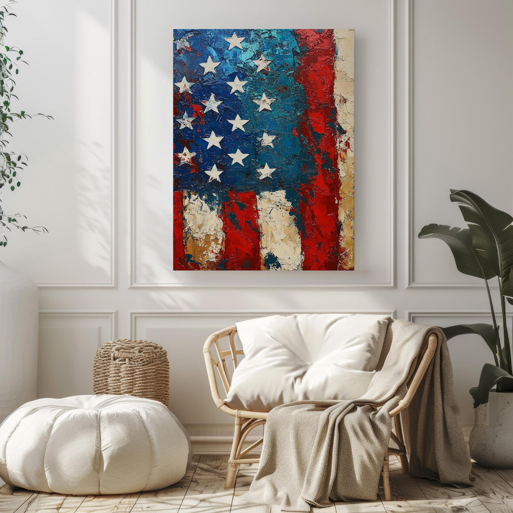 American Flag Wall Art Abstract - United States