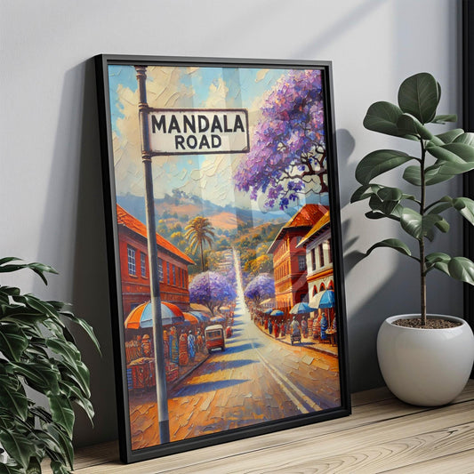 Mandala Road Wall Art, Malawi Street Sign Print, Blantyre City Decor, Travel Souvenir, Vibrant Landscape Poster, Personalized Gift