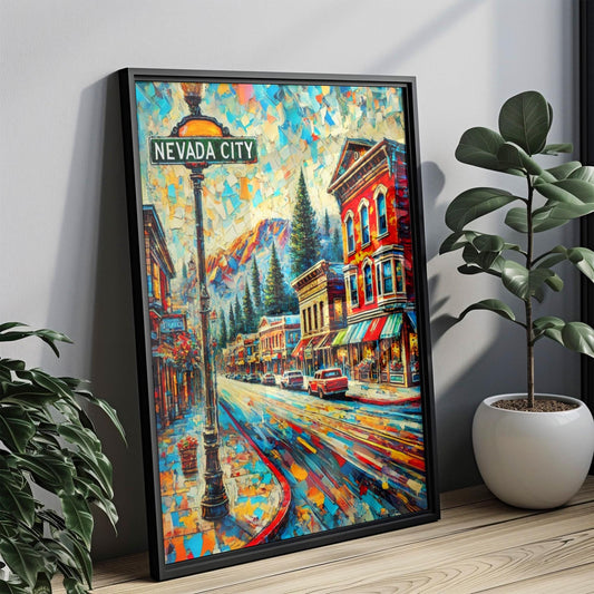 Art Nevada City Wall Art Print - California Travel Poster, Housewarming Gift, America Wall Decor, Vintage Style Travel Print