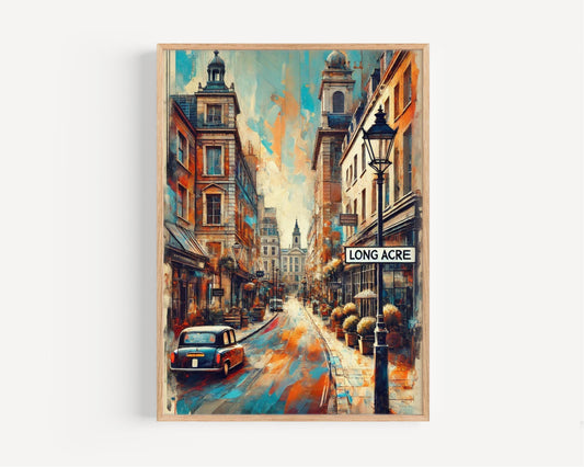London Long Acre Wall Art Print – Vintage Travel Poster, UK Gift, London Map Decor, Perfect Housewarming & Travel Lover Present