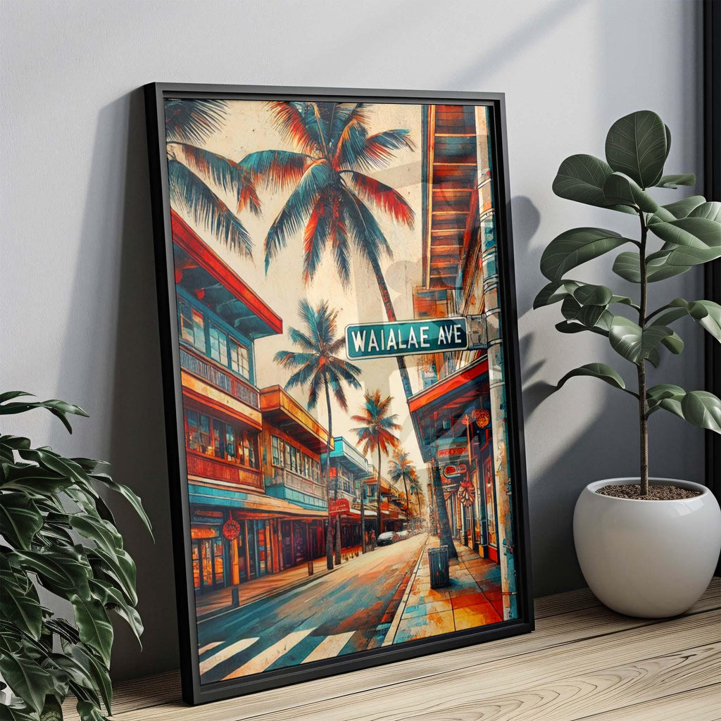 Waialae Ave Print - Oahu Wall Art, Hawaii Travel Poster, Honolulu Gift, Housewarming Decor, Waialae Avenue Map, Tropical Beach Print