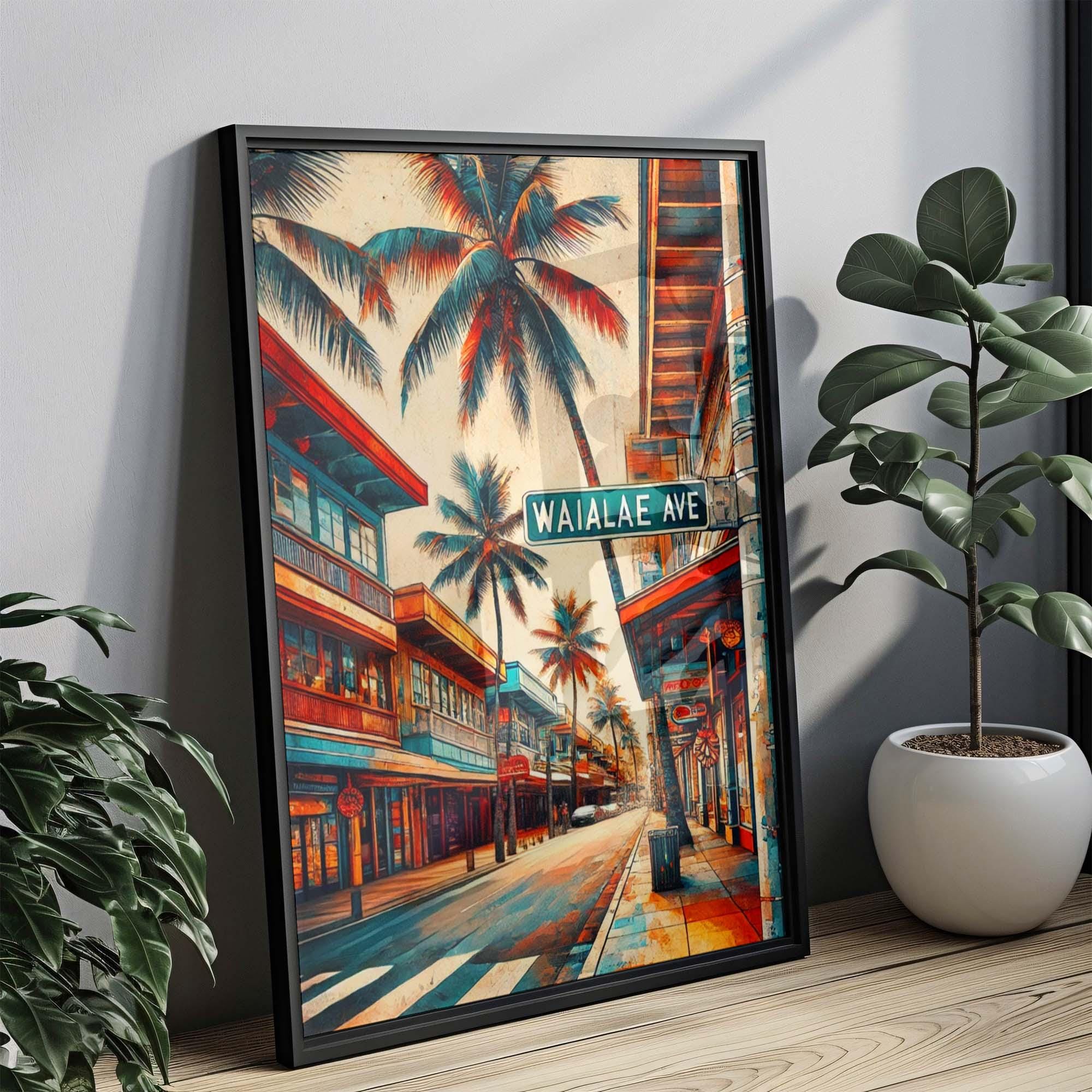 Waialae Ave Print - Oahu Wall Art, Hawaii Travel Poster, Honolulu Gift, Housewarming Decor, Waialae Avenue Map, Tropical Beach Print