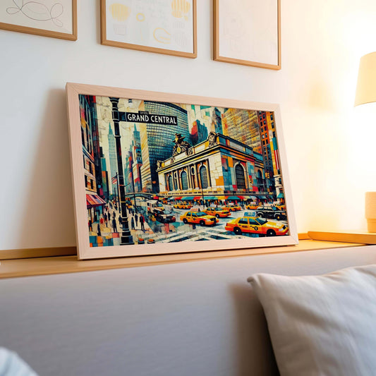 Grand Central Print - Manhattan Travel Poster, New York Art Wall Decor, Housewarming Gift, NYC Cityscape Illustration