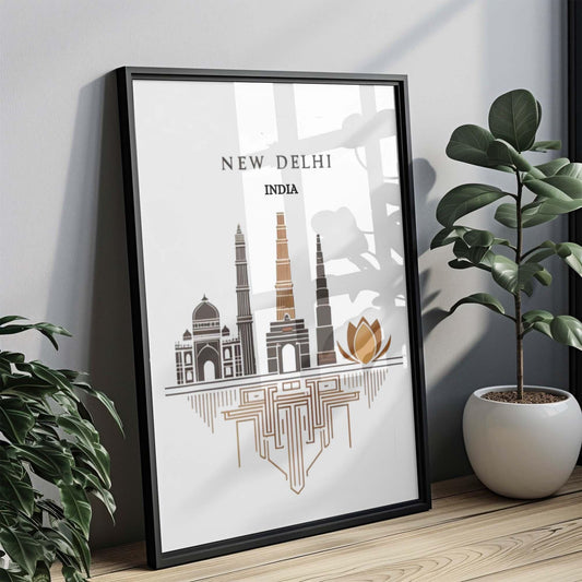 New Delhi Print Wall Art - Indian Travel Poster, Home Decor, Housewarming & College Gift, Unique India Artwork