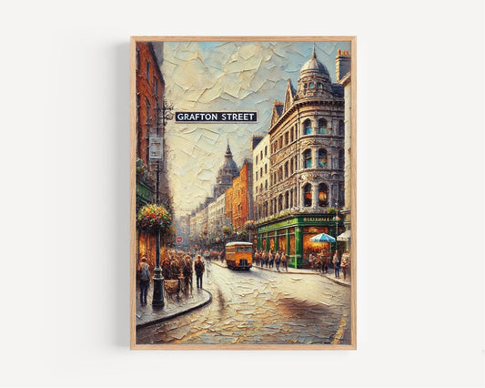 Grafton Street Wall Art, Dublin Print, Ireland Travel Poster, Cityscape Home Decor, Vibrant Street Sign Art, Personalized Gift