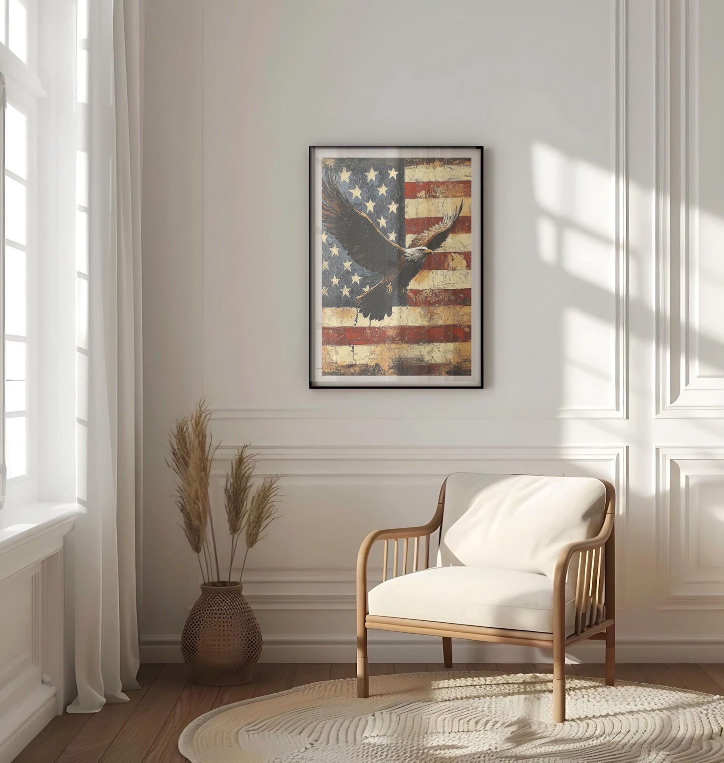 American Eagle Wall Art | Abstract USA Patriotic Poster | United States Independence Day Home Decor | Modern American Flag Artwork