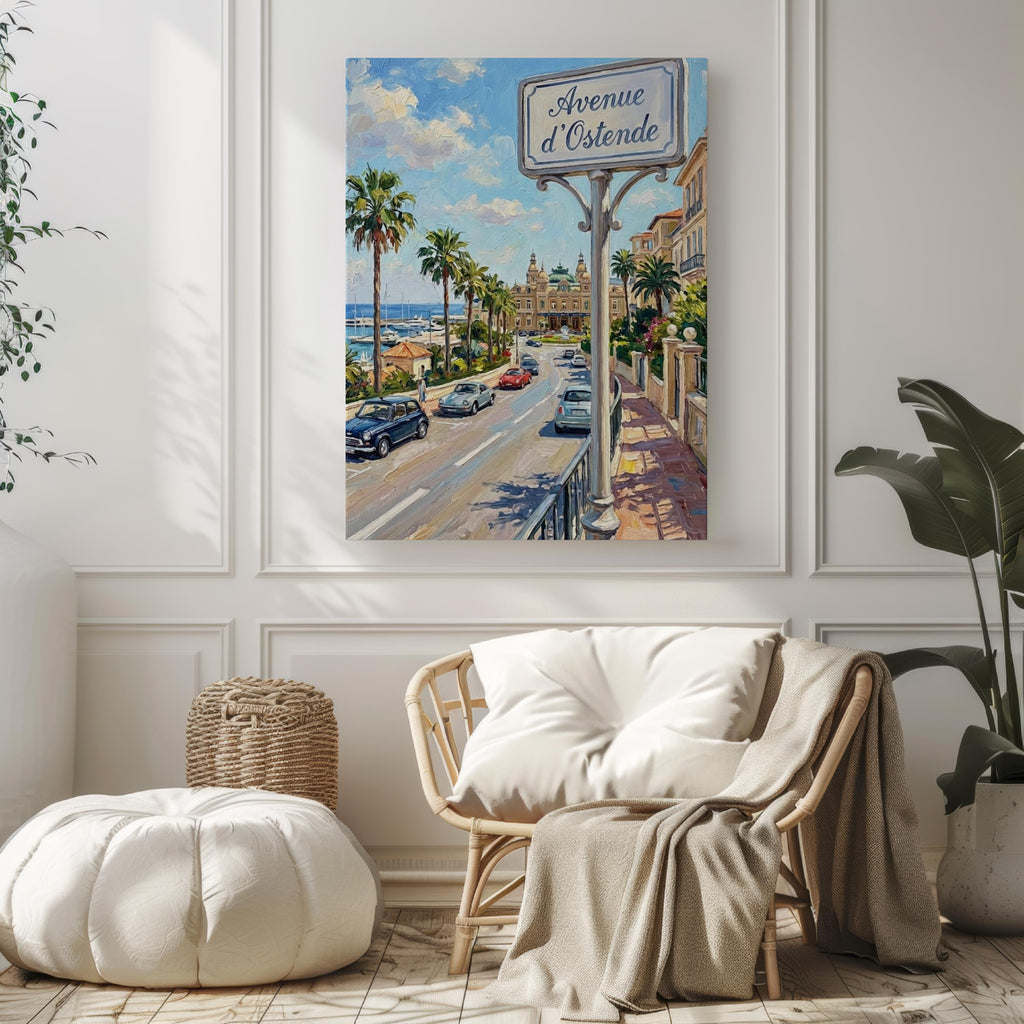 Avenue d'Ostende Wall Art Print: Monte Carlo Monaco Travel Poster