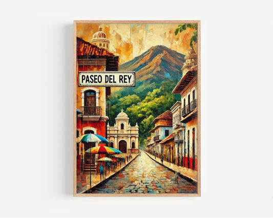 Paseo del Rey Wall Art, Managua Print, Nicaragua Souvenir, Travel Poster, Cultural Home Decor, Scenic Boulevard Art, Gift for Travelers