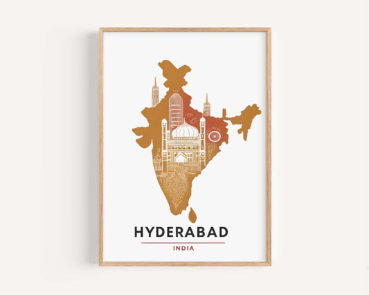Hyderabad Print: Indian Wall Art Travel Decor, Housewarming & College Gift, Hyderabad India Home Poster