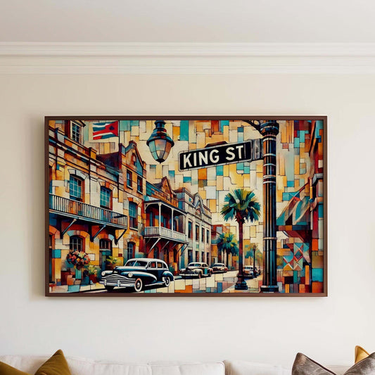 King Street Wall Art Charleston Cubism Print, Travel Poster, Modern Housewarming Gift, Charleston Gift, Unique Travel Print Decor