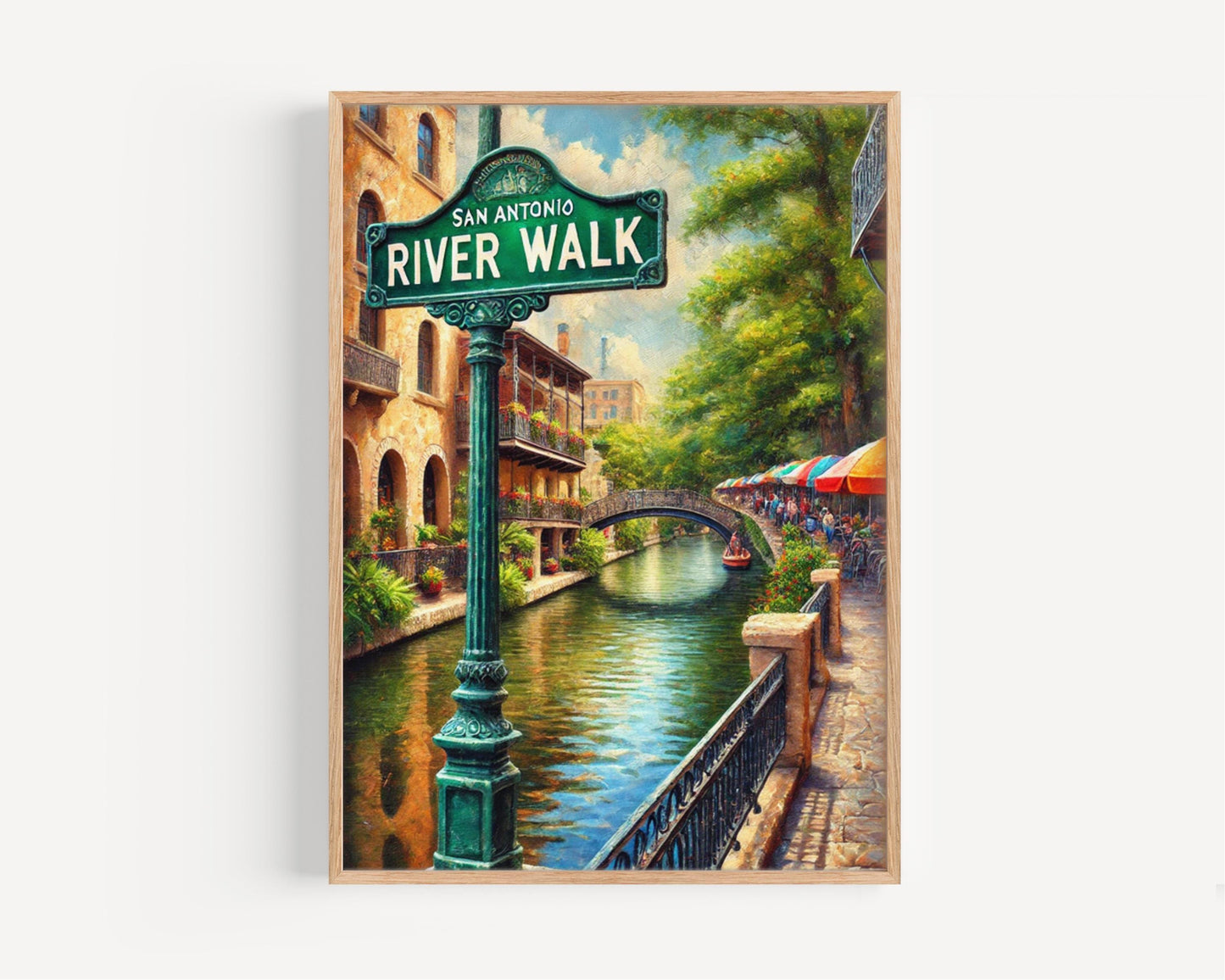 San Antonio River Walk Print: Texas Travel Poster, Waterfront Artwork