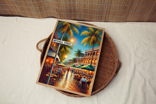 Darwin Travel Print Mitchell St Wall Art Australian Decor Housewarming Gift Unique Darwin Poster