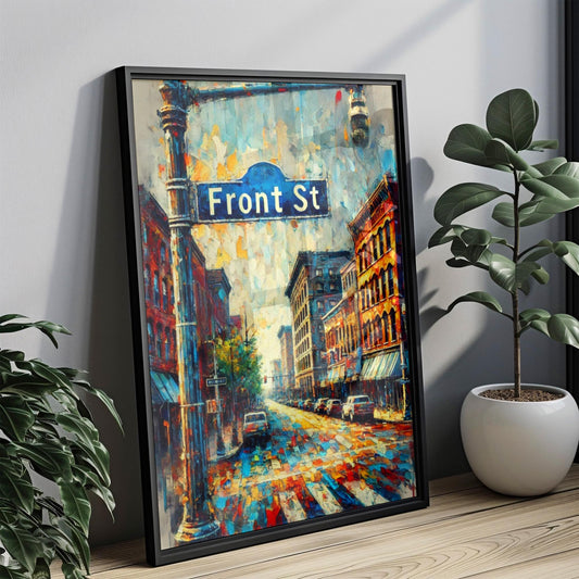 Memphis Front St Wall Art Print - Tennessee Travel Poster, Housewarming Gift, Memphis Cityscape Illustration