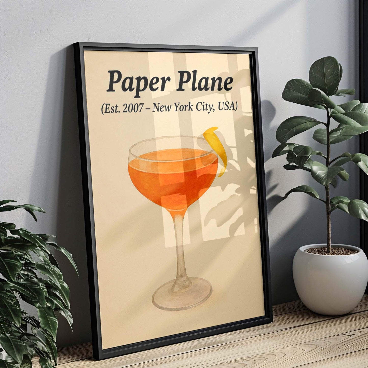Paper Plane Cocktail Artwork, Modern Wall Decor, Drink, Cocktail Print, Bar Art, Beverage Poster, Digital Download, Gift for Bartenders