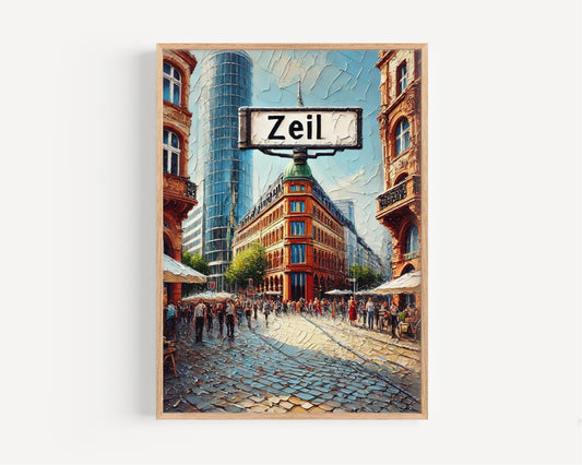 Frankfurt Wall Art Zeil Print Travel Poster Germany Gift German Souvenir Housewarming Decor Modern City Skyline Artwork