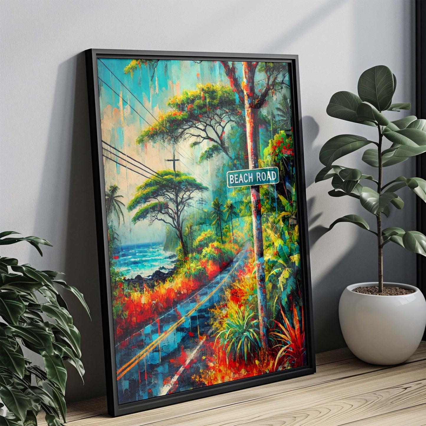 Puna District Art Beach Road Wall Art Print - Hawaii Travel Poster, Big Island Gift, Tropical Home Decor, Housewarming Gift