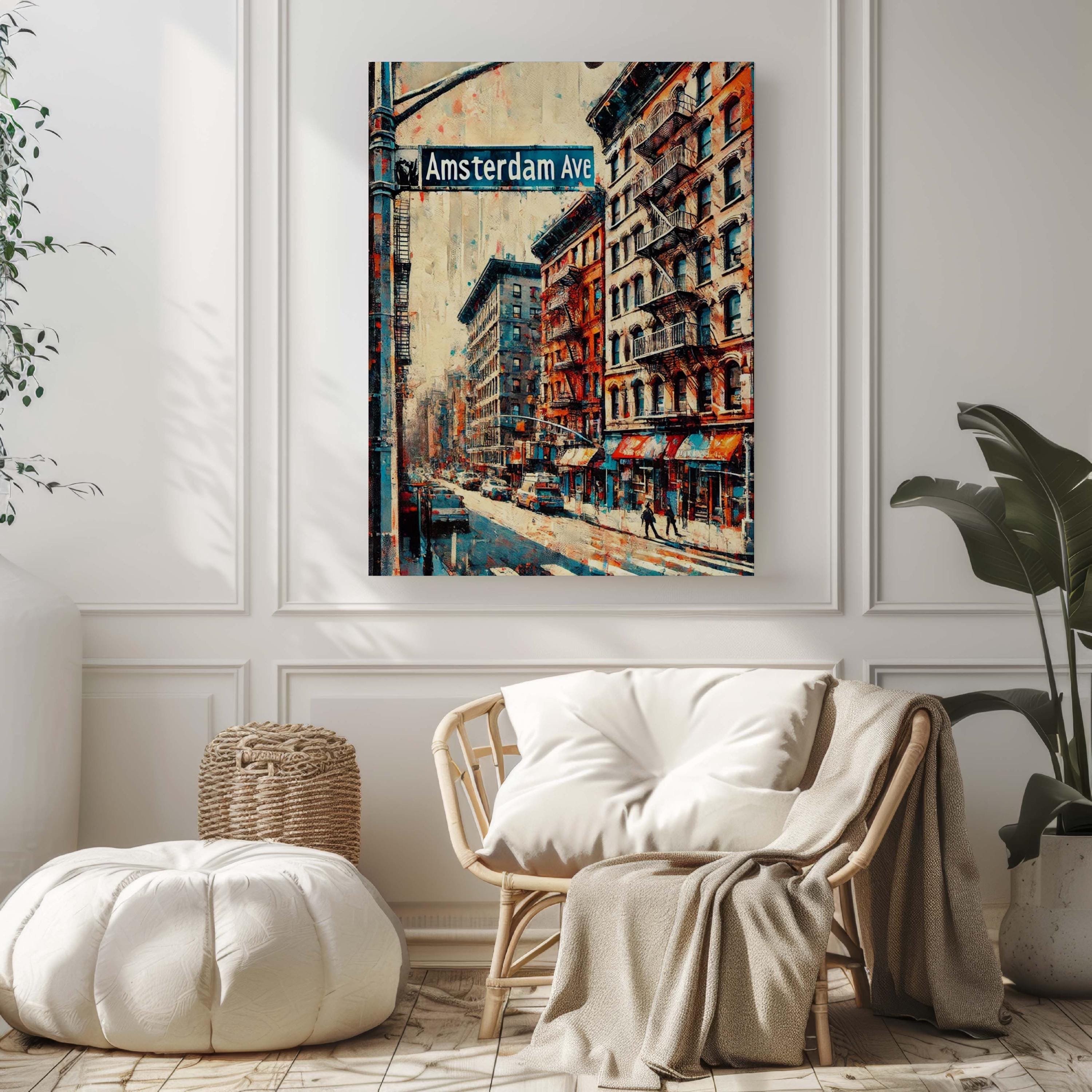 Amsterdam Ave Print - Manhattan Wall Art, NYC Travel Poster, New York City Gift, Housewarming Decor, Stylish Urban Home Art