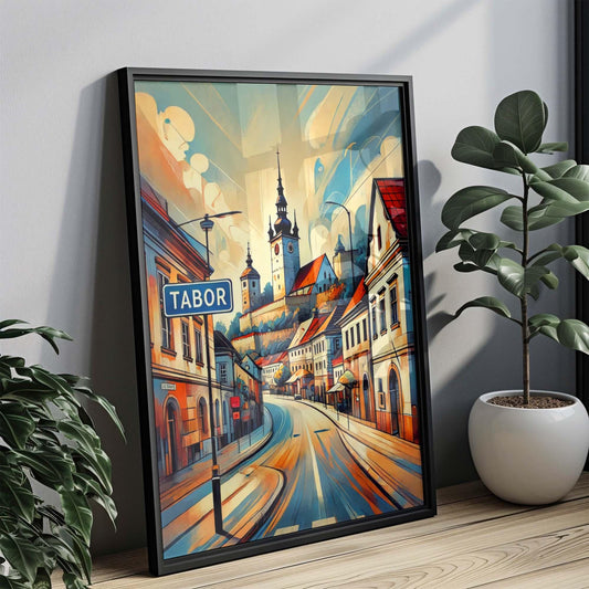 Tabor Art Travel Print - Czech Republic City Wall Art, Europe Poster, Housewarming Gift, Tabor Map Illustration, Modern Home Decor