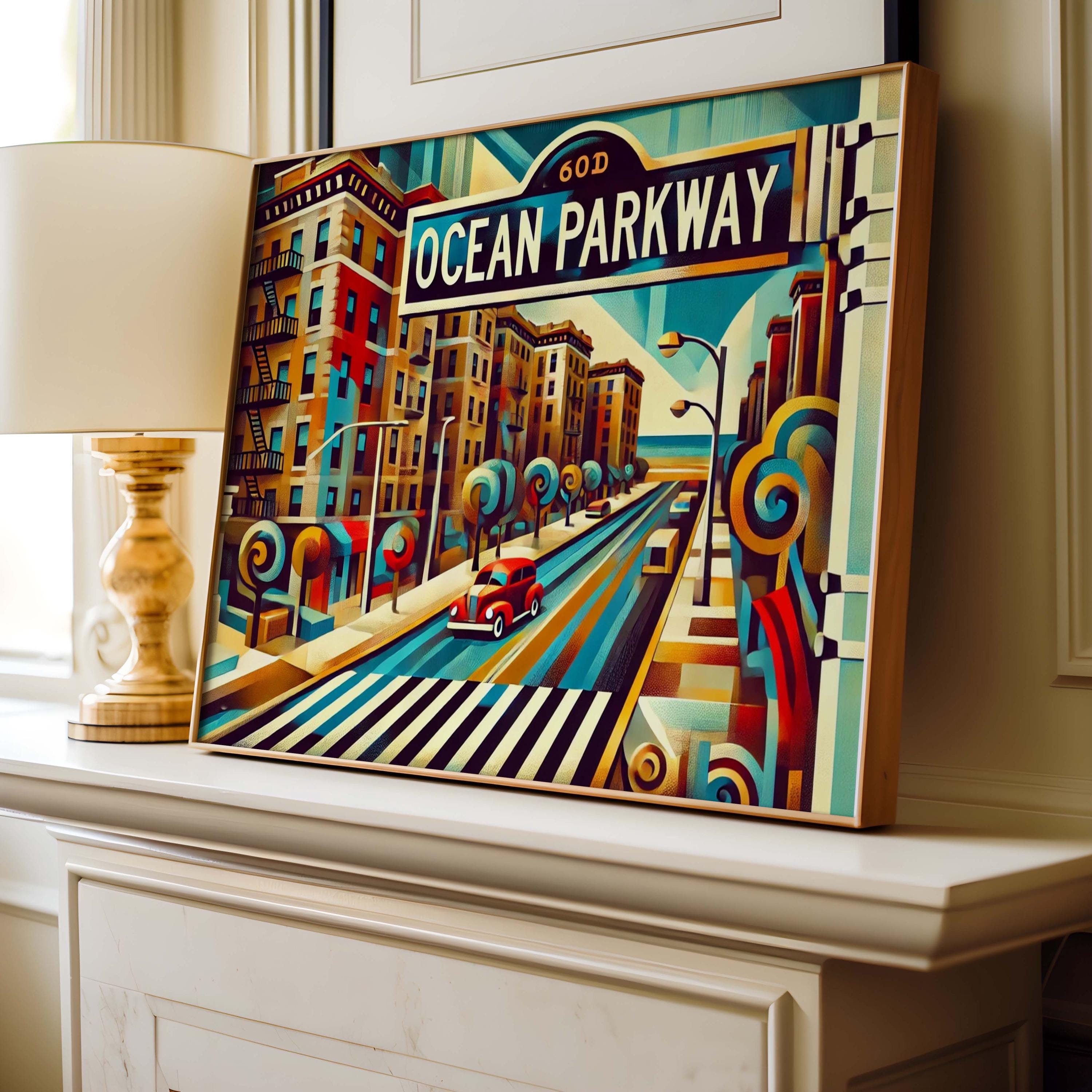 Brooklyn Art Ocean Parkway Wall Art – NYC Travel Print, Brooklyn Poster, New York City Gift & Housewarming Decor