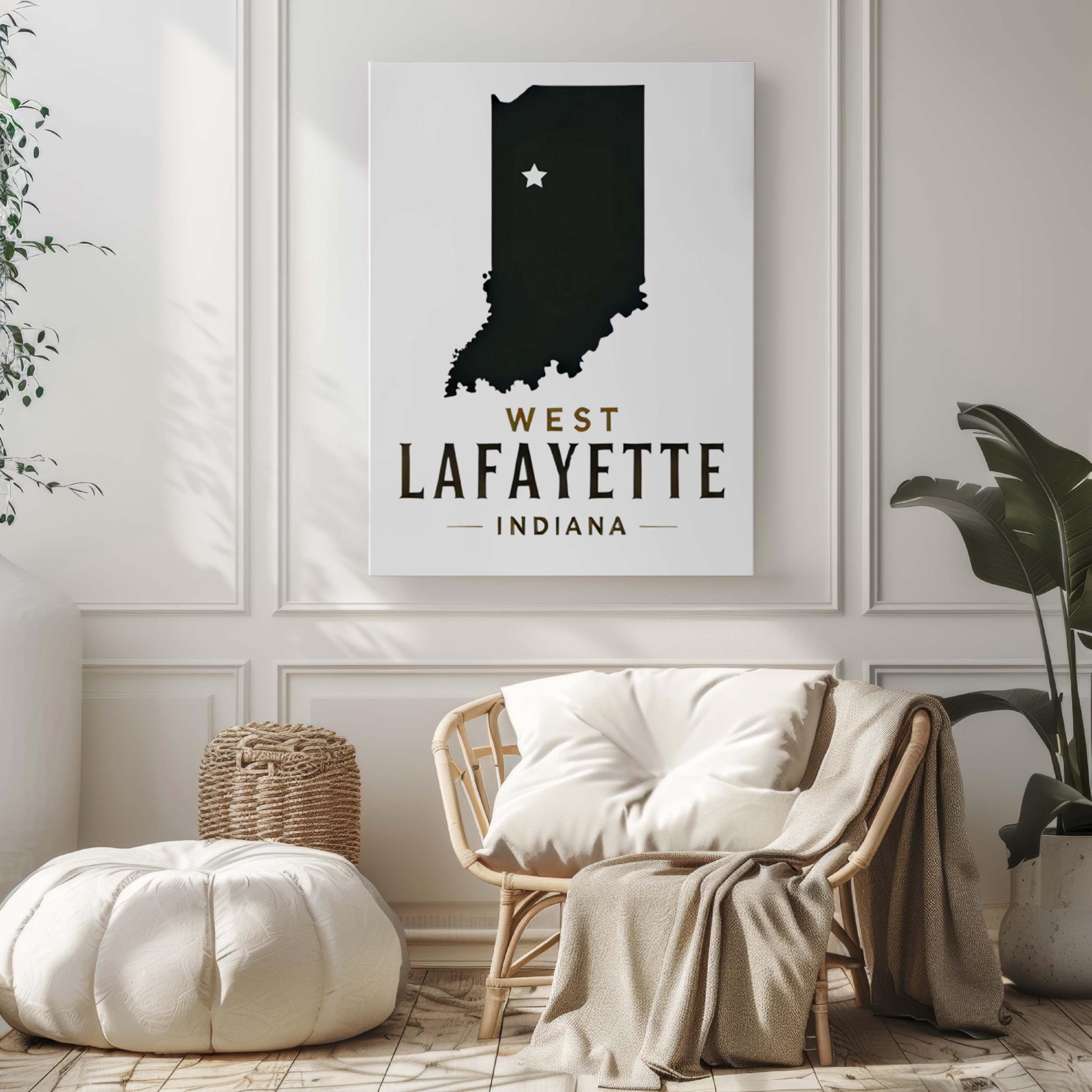 West Lafayette Print - Indiana Wall Art, Travel Home Decor, College Gift & Housewarming Idea, IN Map Poster