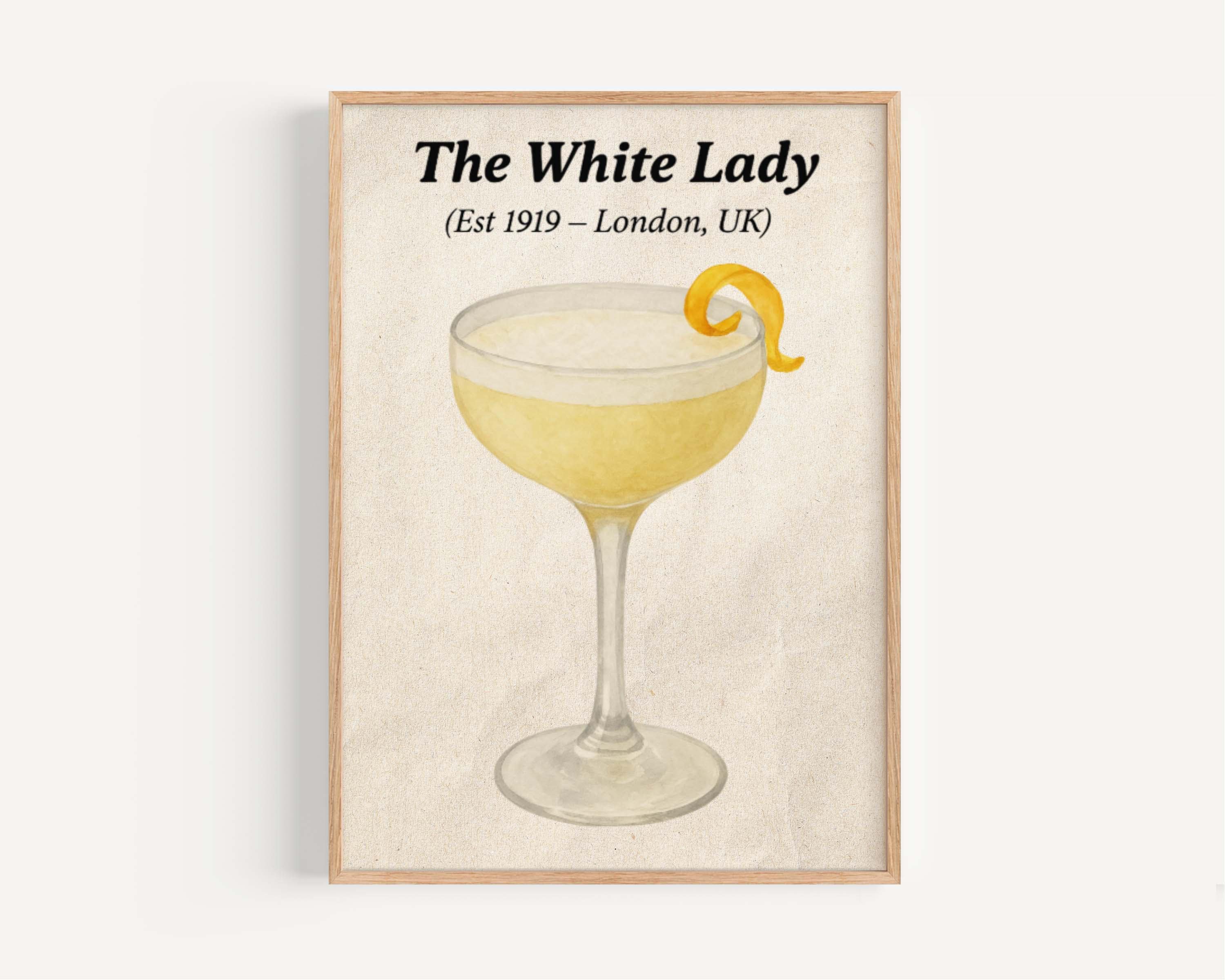 White Lady Cocktail Vintage Wall Art