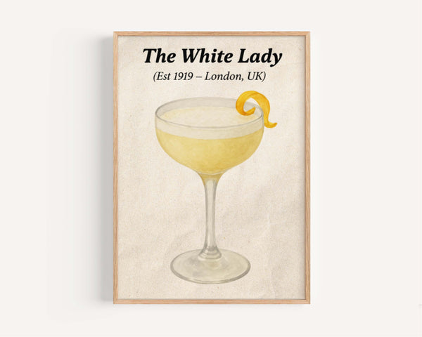 White Lady Cocktail Vintage Wall Art